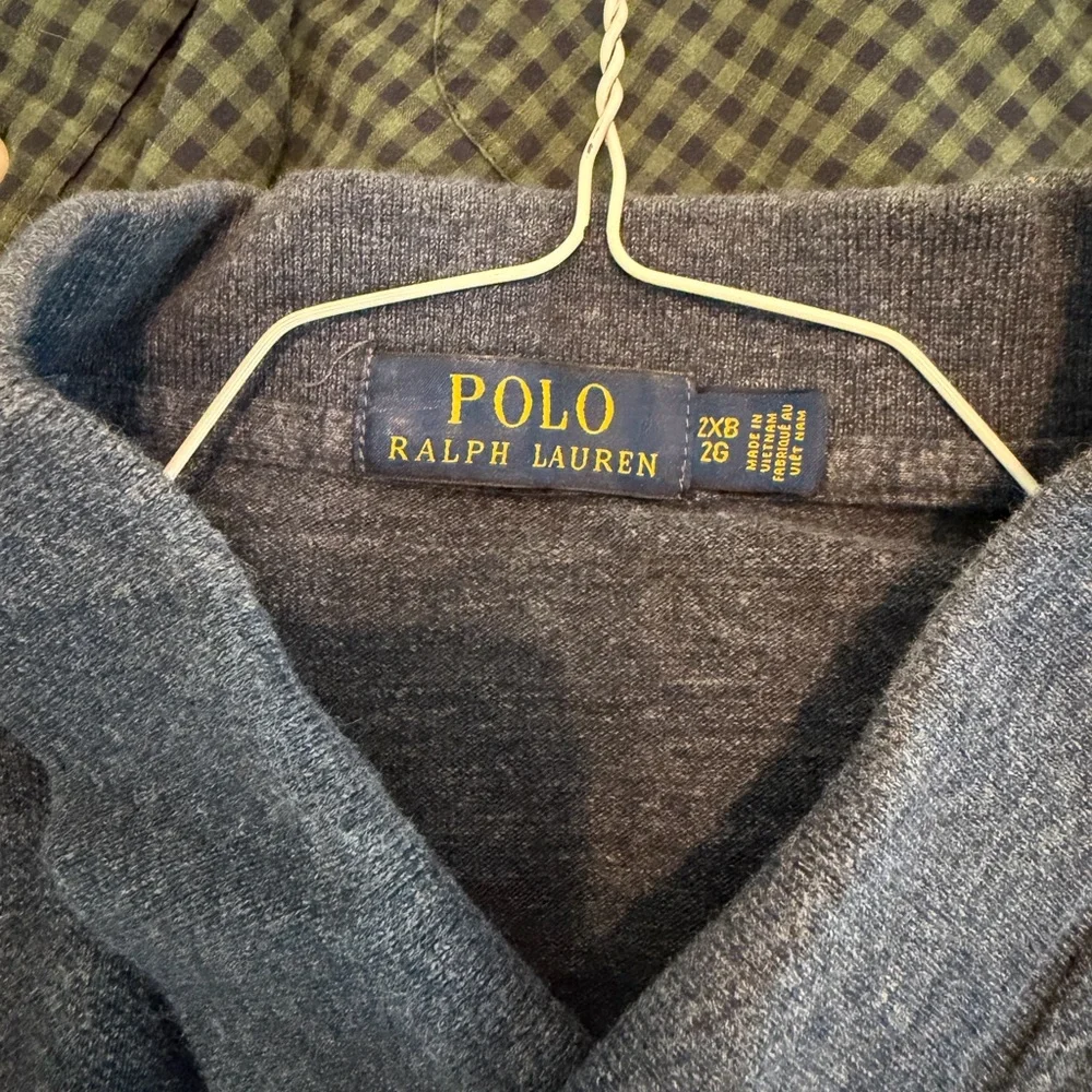 Ralph Lauren Heathered Blue Polo with Red Pony Embroidery